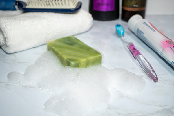 A picture of White Tea Mint Soap bars from Red Moon Tea.